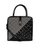 Esbeda Black Color Solid Pattern Quilted Shiny Handbag For Women