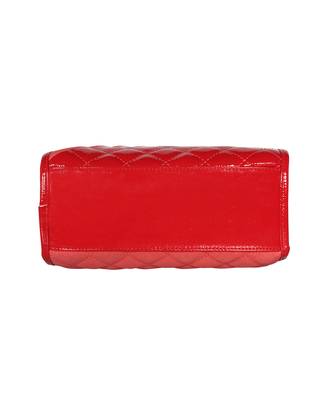 Esbeda Red Color Solid Pattern Quilted Shiny Handbag For Women 8