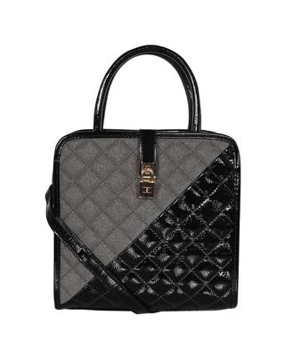Esbeda Black Color Solid Pattern Quilted Shiny Handbag For Women 2