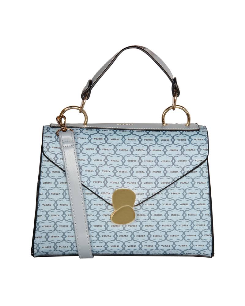 Handbag Blue Pattern Light Blue Color Printed Pattern Signature Logo handbag For Women ...