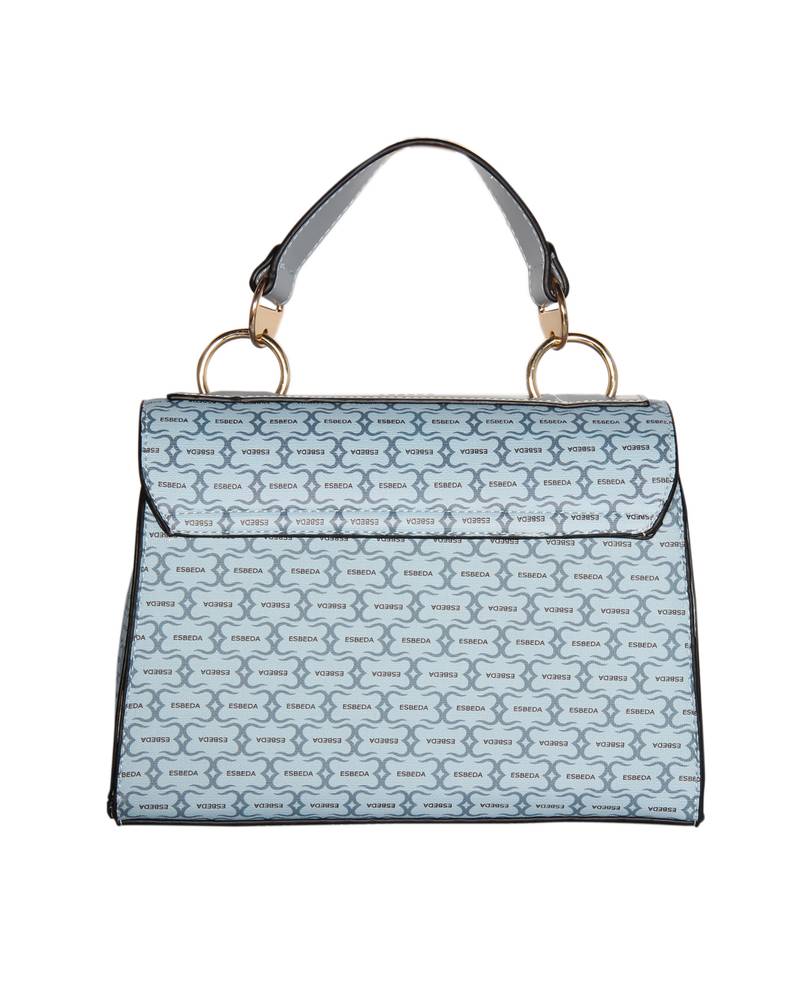 Handbag Blue Pattern Light Blue Color Printed Pattern Signature Logo handbag For Women ...