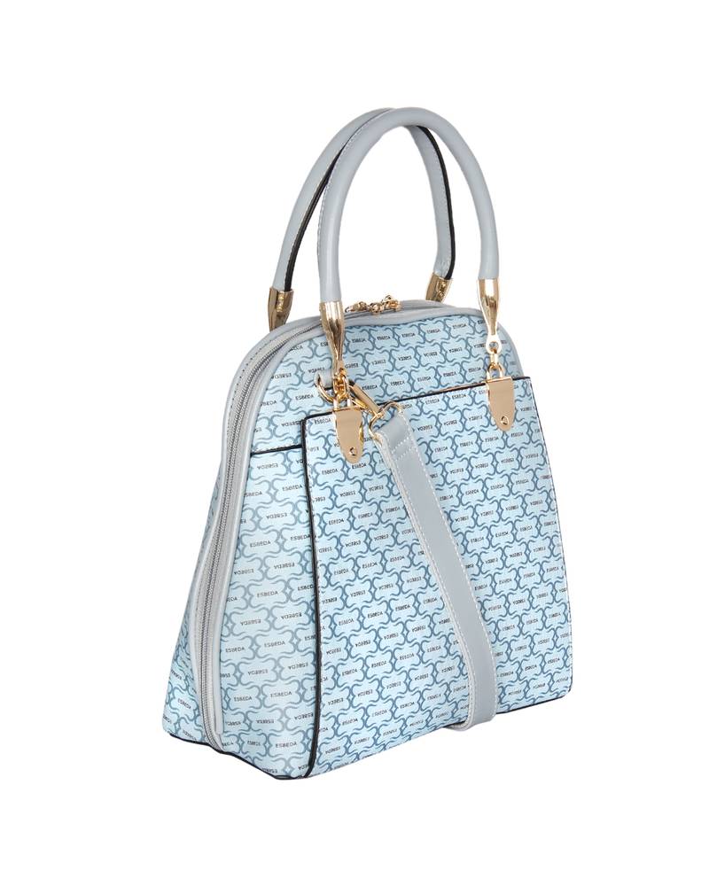 Handbag Blue Pattern Light Blue Color Printed Pattern Signature Logo handbag For Women ...