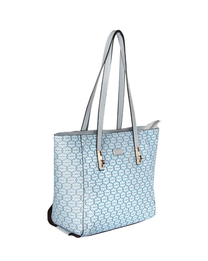 Handbag Blue Pattern Light Blue Color Printed Pattern Signature Logo handbag For Women ...