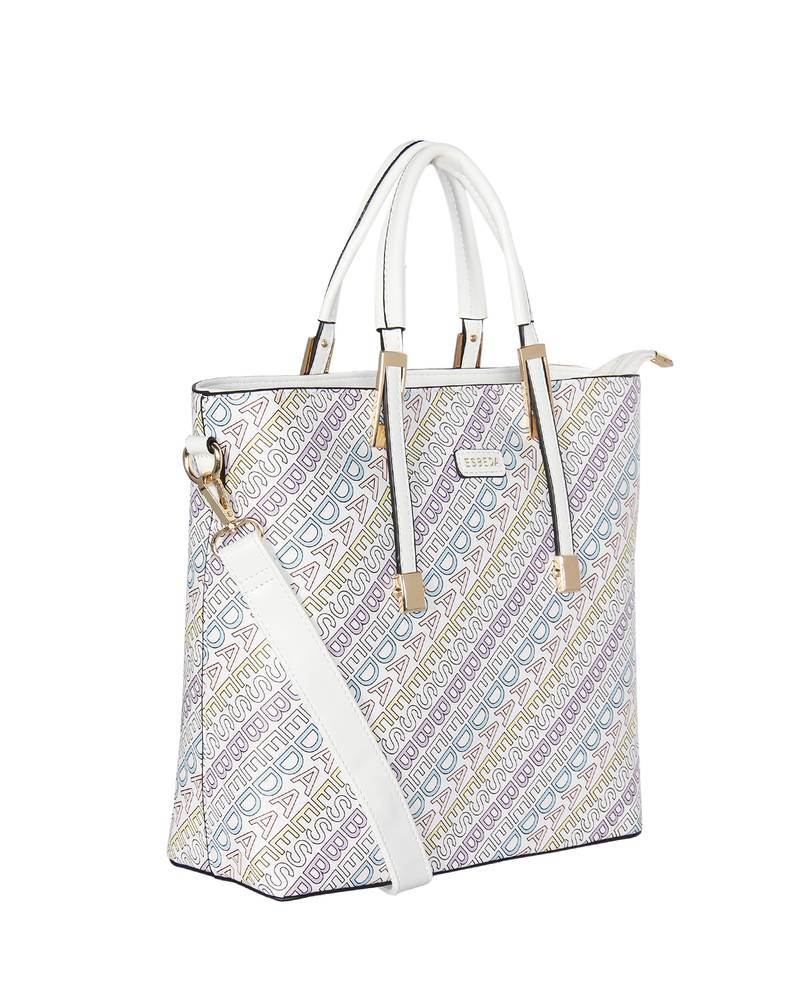 Esbeda White Color Printed Pattern Logo font handbag For Women