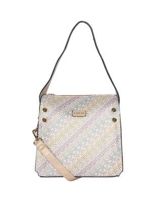 Esbeda Beige Color Printed Logo font handbag For Women 1