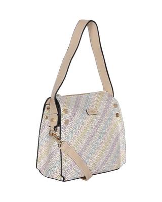 Esbeda Beige Color Printed Logo font handbag For Women 4