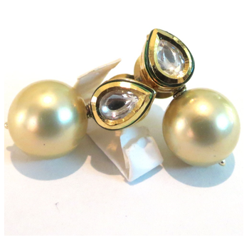 Kundan Teardrop Pearl Studs 1