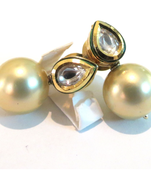 Kundan Teardrop Pearl Studs