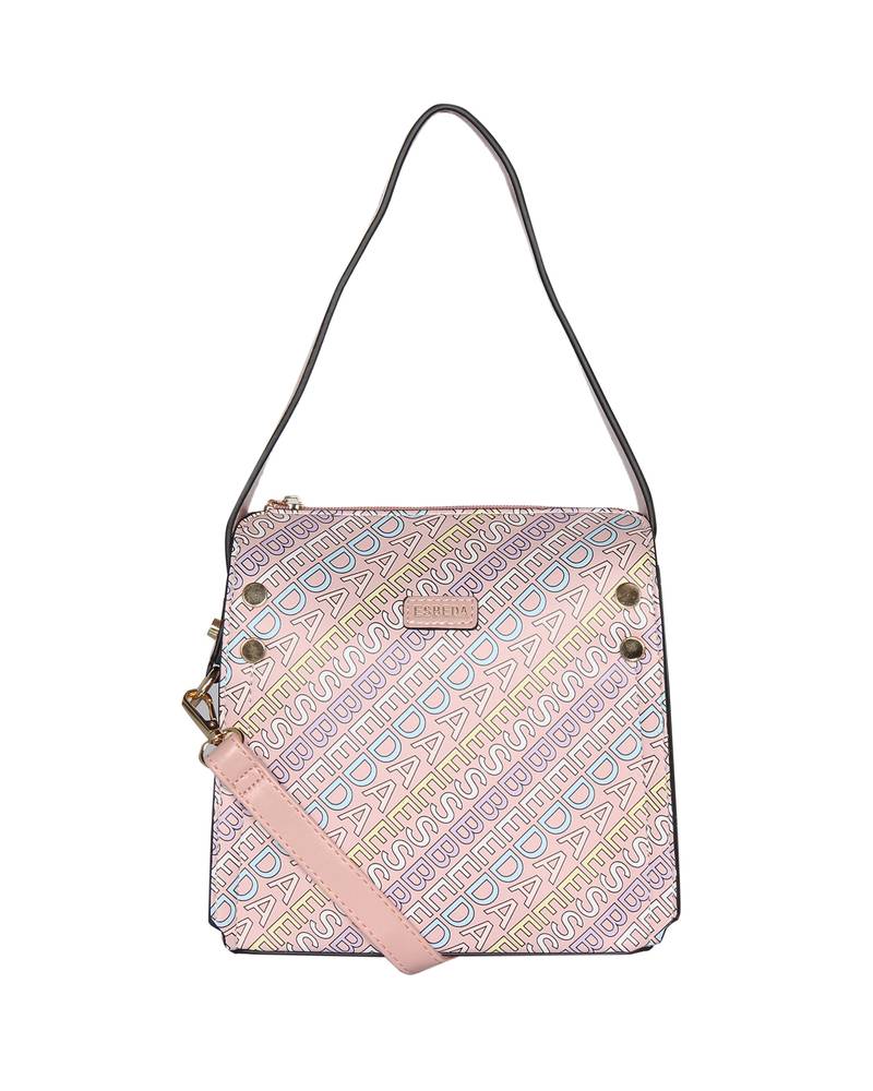 Esbeda Pink Color Printed Logo font handbag For Women
