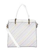 Esbeda White Color Printed Logo font handbag For Women