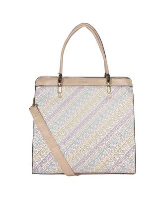 Esbeda Beige Color Printed Logo font handbag For Women 2