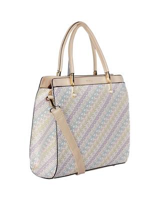 Esbeda Beige Color Printed Logo font handbag For Women 7