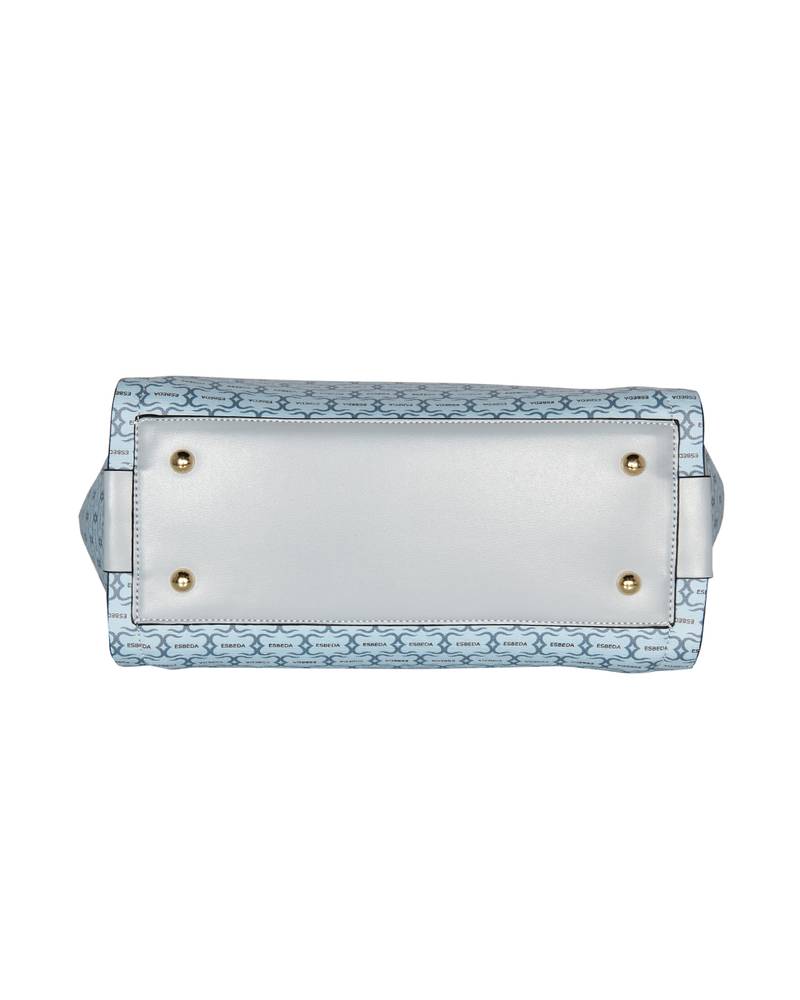 Handbag Blue Pattern Light Blue Color Printed Pattern Signature Logo handbag For Women ...