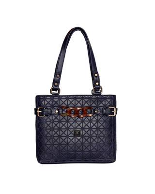 Esbeda Blue Color Emboss Dotmatrix quilted Handbag For Women 2