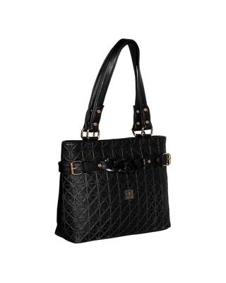 Esbeda Black Color Emboss Dotmatrix quilted Handbag For Women 4