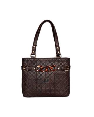 Esbeda Brown Color Emboss Dotmatrix quilted Handbag For Women 1