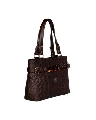 Esbeda Brown Color Emboss Dotmatrix quilted Handbag For Women 4