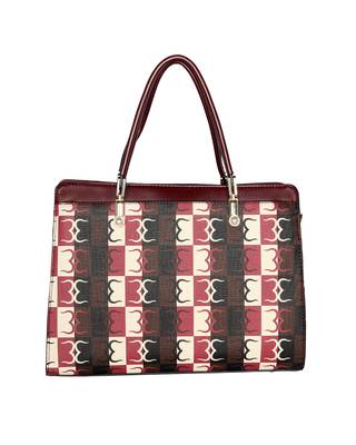 Esbeda Wine Red Color Logo Print Handbag For Women 5