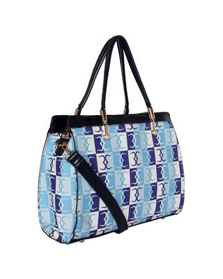 Esbeda Blue Color Logo Print Handbag For Women 4