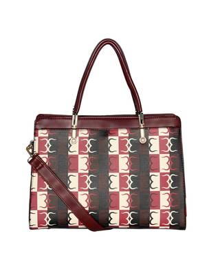 Esbeda Wine Red Color Logo Print Handbag For Women 2