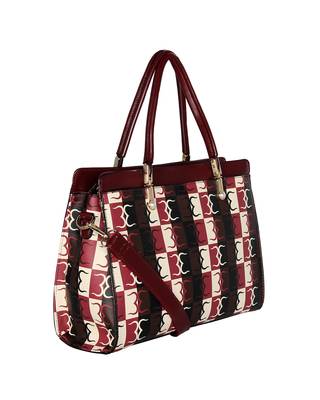 Esbeda Wine Red Color Logo Print Handbag For Women 7