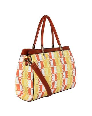 Esbeda Orange Color Logo Print Handbag For Women 7