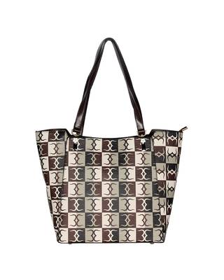Esbeda Brown Color Logo Print Handbag For Women 1