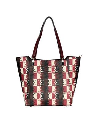 Esbeda Wine Red Color Logo Print Handbag For Women 1