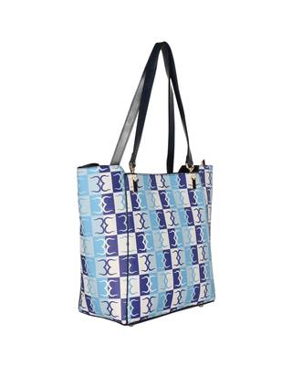 Esbeda Blue Color Logo Print Handbag For Women 4