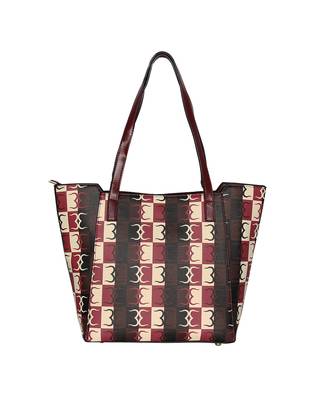 Esbeda Wine Red Color Logo Print Handbag For Women 8