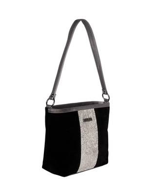Esbeda Black Color Suede Diamond Studded Handbag For Women 5