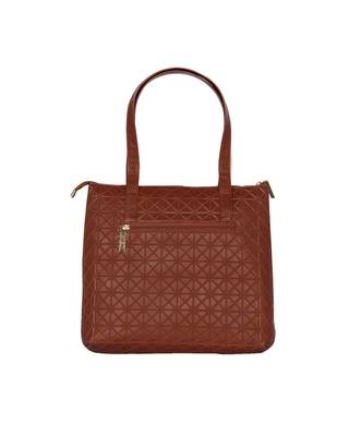 Esbeda Tan Color Embossed Textured Handbag For Women 5