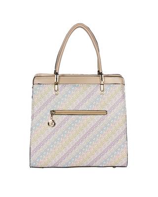 Esbeda Beige Color Printed Logo font handbag For Women 11