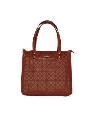 Esbeda Tan Color Embossed Textured Handbag For Women 2