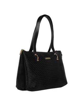 Esbeda Black Color Embossed Textured Handbag For Women 4