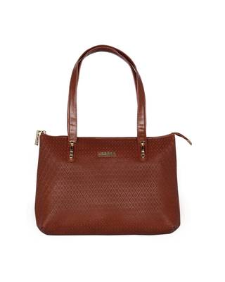 Esbeda Tan Color Embossed Textured Handbag For Women 2