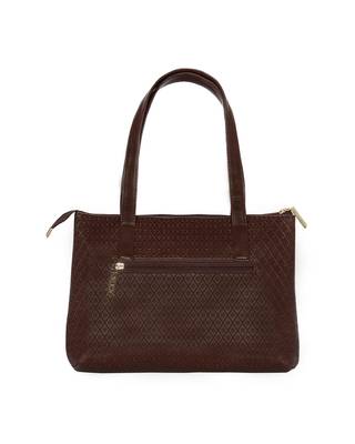 Esbeda Brown Color Embossed Textured Handbag For Women 8