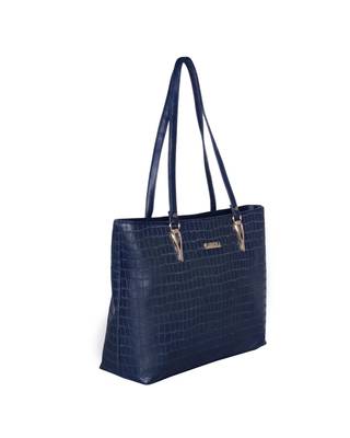 Esbeda Blue Color Embossed Textured Handbag For Women 7