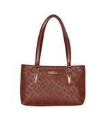 Esbeda Dark Tan Color Embossed Textured Handbag For Women