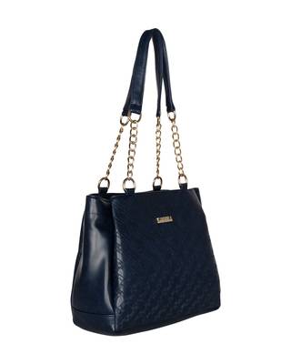 Esbeda Blue Color Embossed Textured Handbag For Women 4