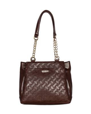 Esbeda Brown Color Embossed Textured Handbag For Women 1