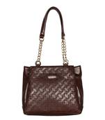 Esbeda Brown Color Embossed Textured Handbag For Women