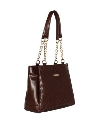 Esbeda Brown Color Embossed Textured Handbag For Women 4