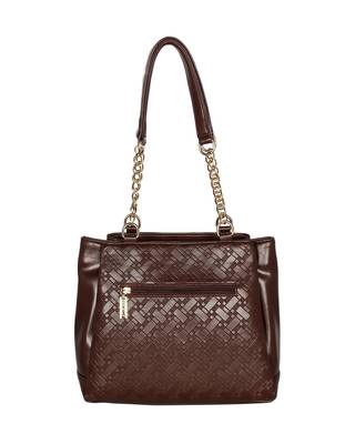 Esbeda Brown Color Embossed Textured Handbag For Women 8