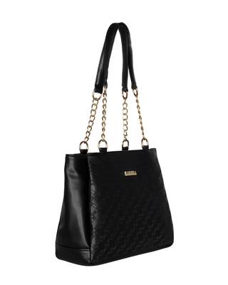 Esbeda Black Color Embossed Textured Handbag For Women 7