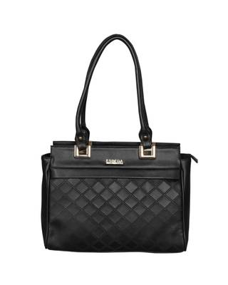 Esbeda Black Color Solid Pattern Textured Handbag For Women 1