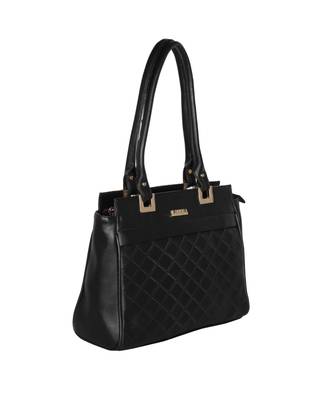 Esbeda Black Color Solid Pattern Textured Handbag For Women 6