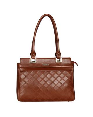 Esbeda Tan Color Solid Pattern Textured Handbag For Women 2