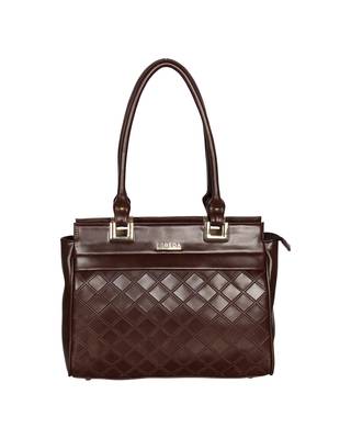 Esbeda Brown Color Solid Pattern Textured Handbag For Women 2
