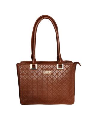 Esbeda Tan Color Solid Pattern Textured Handbag For Women 1